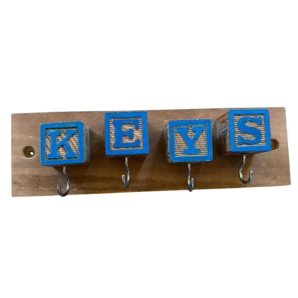 Baby Block KEYS Wooden Hanging Key Holder